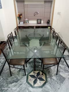 6 seat metal dining table