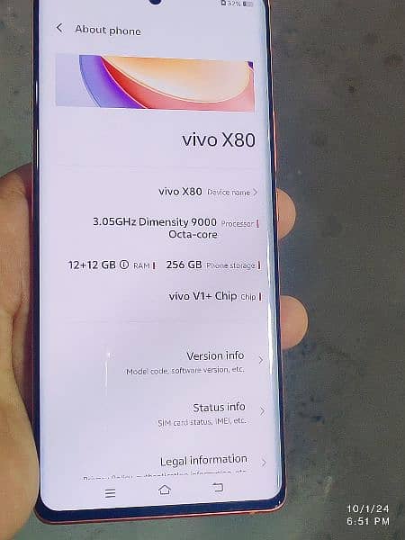 Hi dear friends iam seal my mobile  vivo x80 PTA approved 12+12gb 2