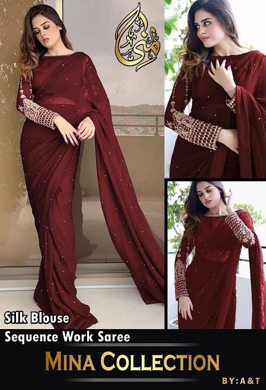 Pearl attached 7 yard saree 1