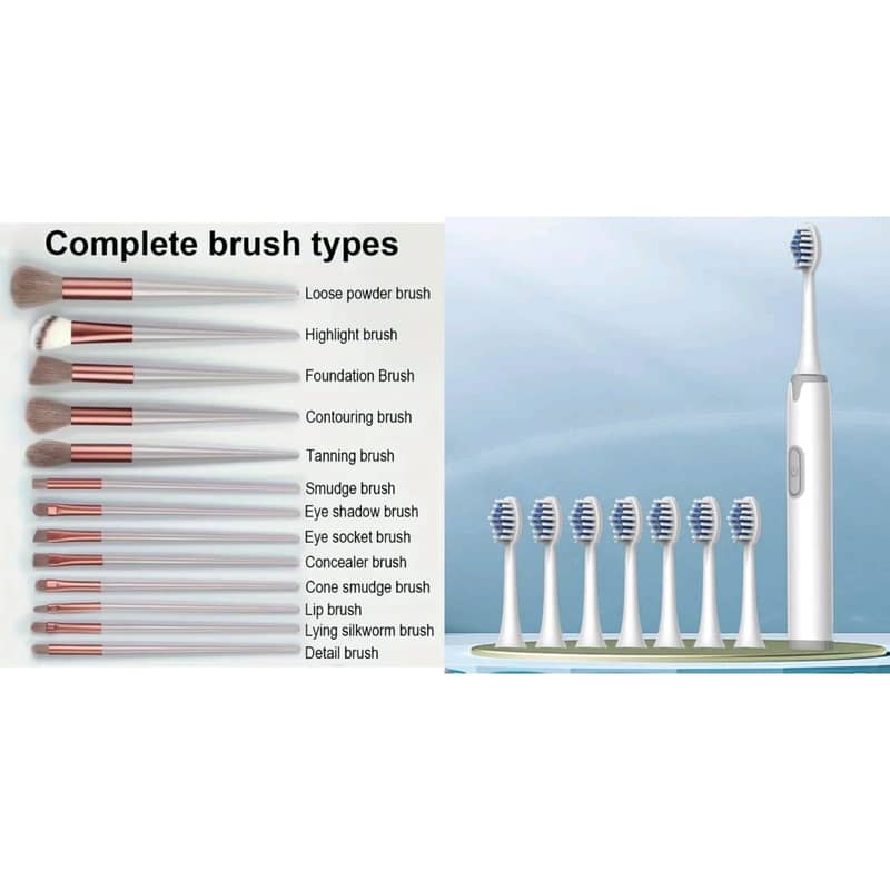 Combination of New Electric Toothbrush and 13 Pieces Make up Brushes 2