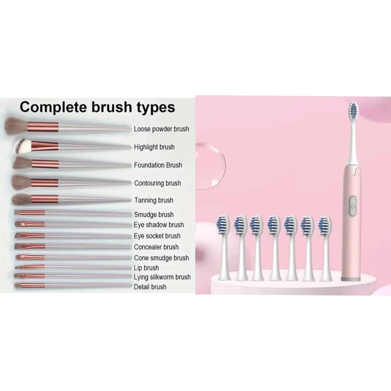 Combination of New Electric Toothbrush and 13 Pieces Make up Brushes 3