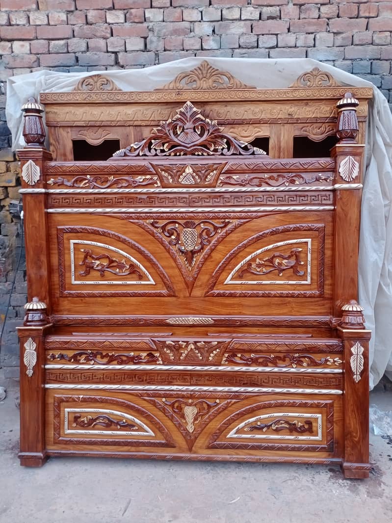 single Bed or double bed solid wood kikar mukamal tyar 45k or 95k 14