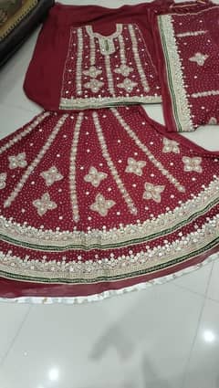 New unused Lehnga Color Red Handmade embroidery