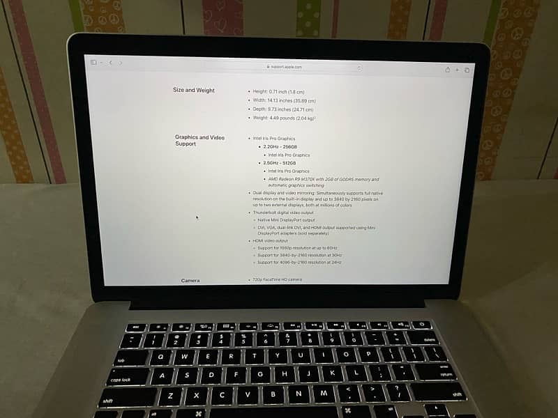 APPLE MACBOOK PRO 2015 RETINA DISPLAY 16/1 TB (SSD) 2GB GC 15” DISPLAY 3