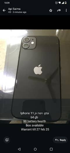 Iphone11 64gb jv . . . 99% battery. . non pta. . 5 month warranty just 85000