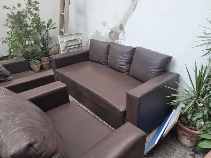 Stylish Brown Leatherette Sofa Set - Comfortable, Modern and Trending. 3