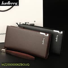 men's leather plain bifold long wallet