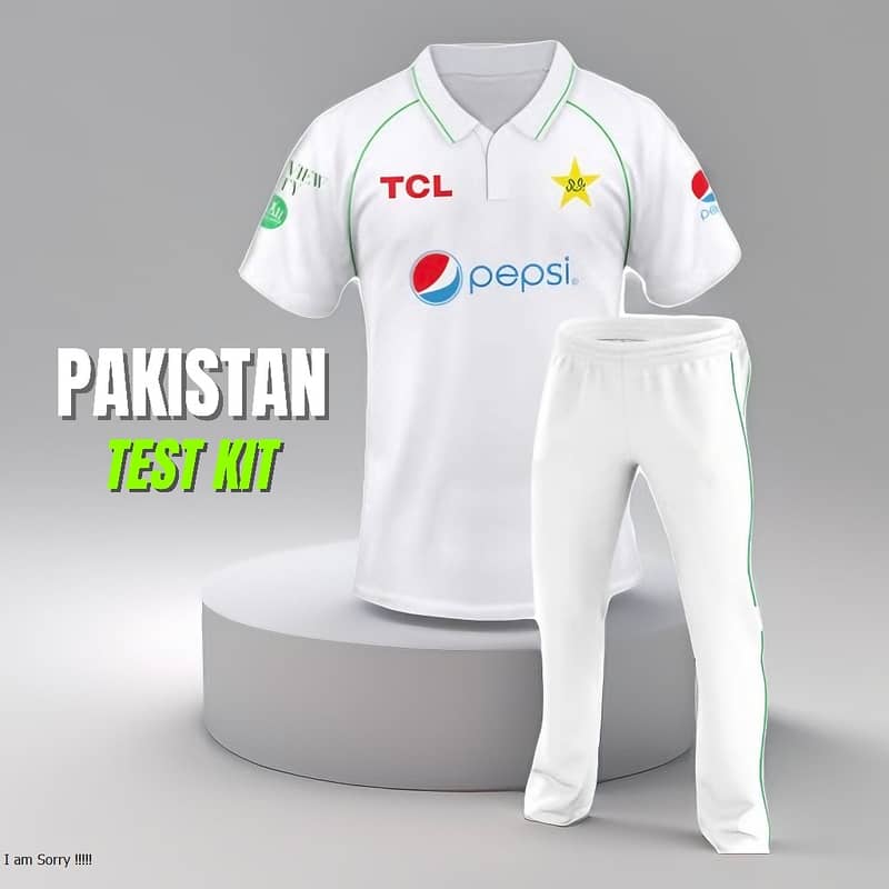 Pakistan Crciket Kit Full Kit ( Shirt+Trousers) ,Test Cricket Kit 0