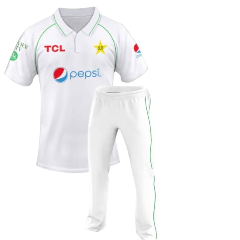 Pakistan Crciket Kit Full Kit ( Shirt+Trousers) ,Test Cricket Kit 3