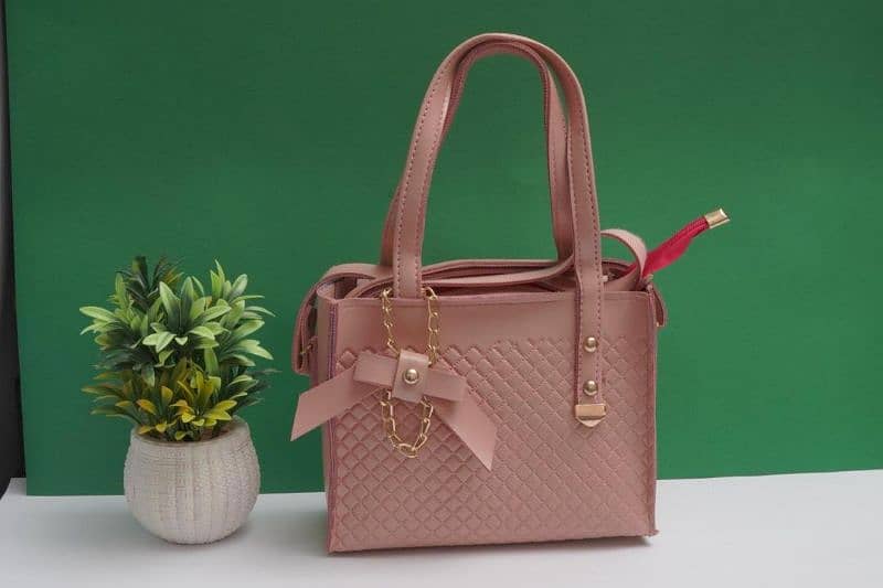 woman's PU leather textured hand bag 2