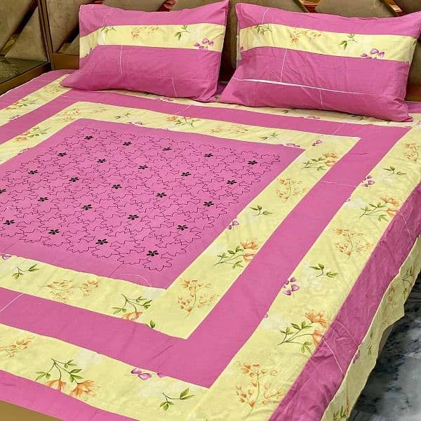 3 Pcs Cotton Patchwork Double 4 Bedsheet 2