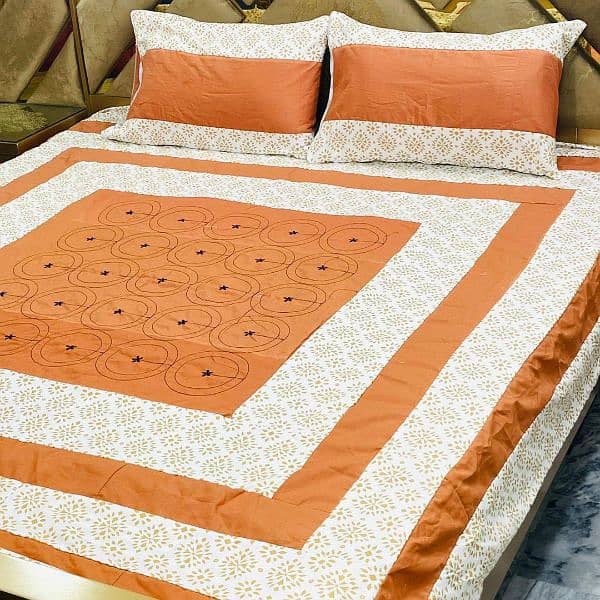 3 Pcs Cotton Patchwork Double 4 Bedsheet 3