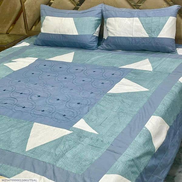 3 Pcs Cotton Patchwork Double 4 Bedsheet 4