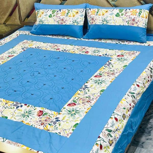 3 Pcs Cotton Patchwork Double 4 Bedsheet 5