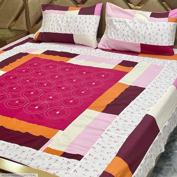 3 Pcs Cotton Patchwork Double 4 Bedsheet 7