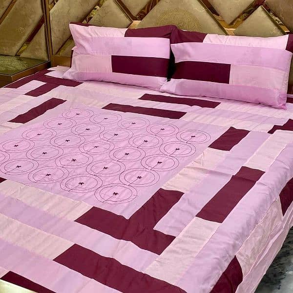 3 Pcs Cotton Patchwork Double 4 Bedsheet 10