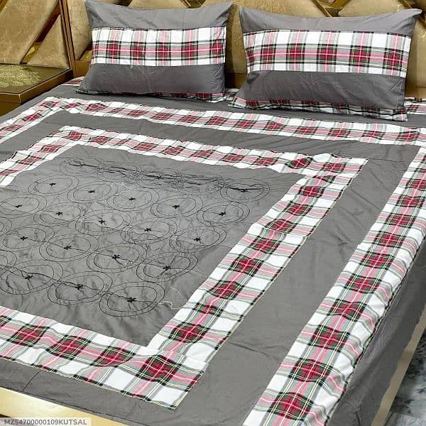 3 Pcs Cotton Patchwork Double 4 Bedsheet 11