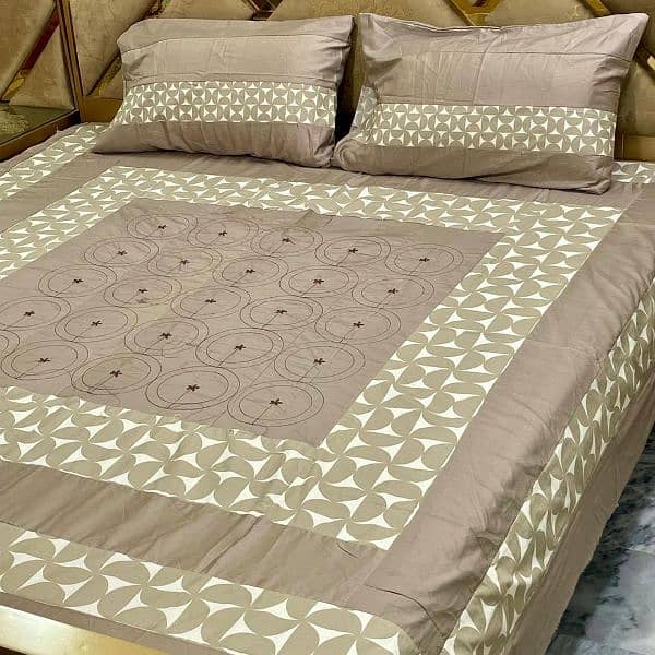 3 Pcs Cotton Patchwork Double 4 Bedsheet 12