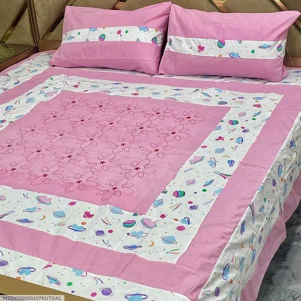 3 Pcs Cotton Patchwork Double 4 Bedsheet 13