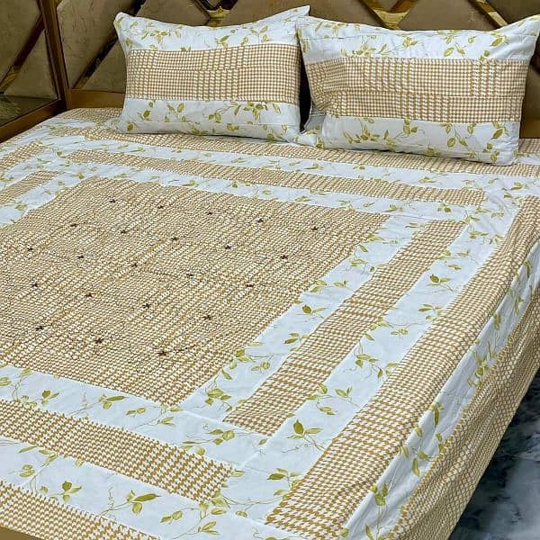 3 Pcs Cotton Patchwork Double 4 Bedsheet 17