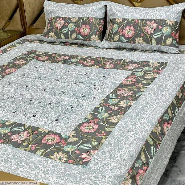 3 Pcs Cotton Patchwork Double 4 Bedsheet 19