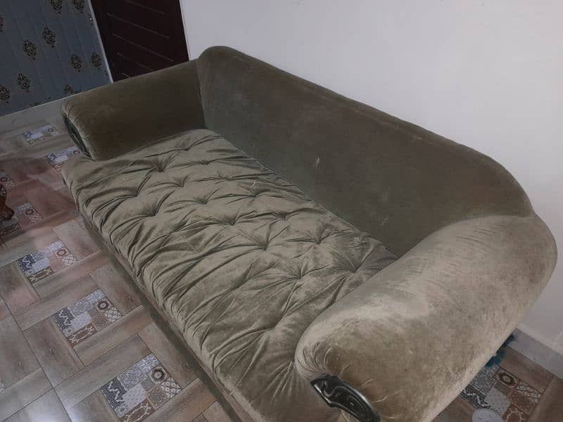 high quality velvet sofa with heavy wooden in use 2