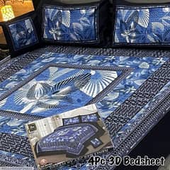 4 Pcs Crystal Cotton Printed Double Bedsheet