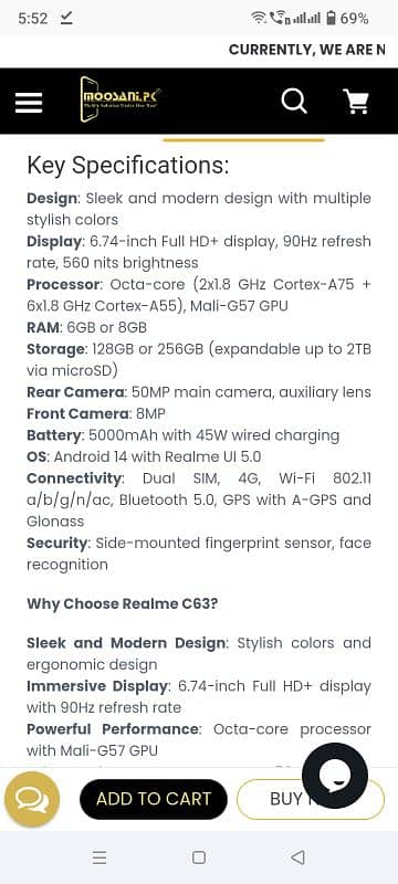 realme C63 6+12gb and 128gb 1