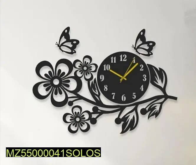 1 Pc Wall Clock With Flower Design 1