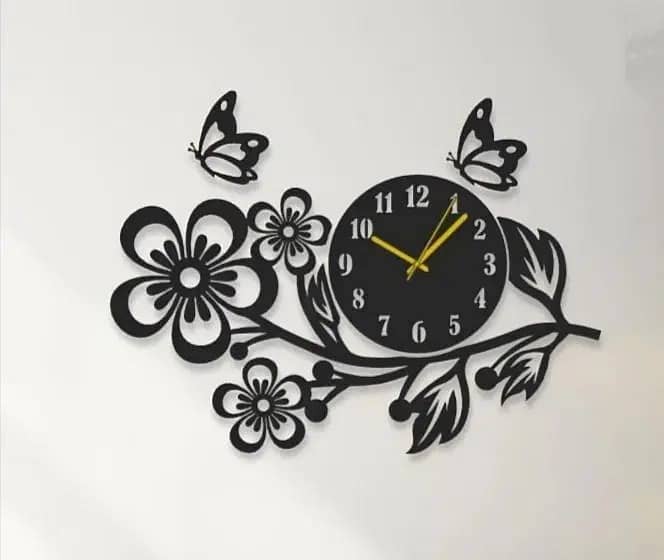 1 Pc Wall Clock With Flower Design 2