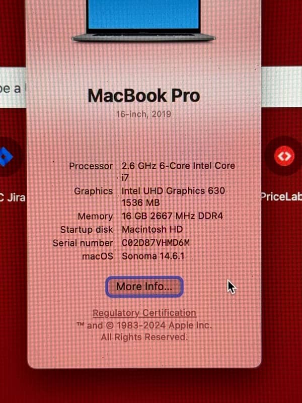 Macbook pro 16 inch, core i7 16/512 4