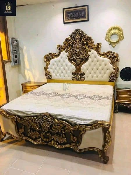 Double Bed/ beautiful bed/king size bed/dressing table/jahez packages 4