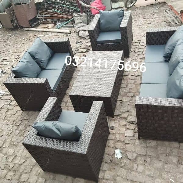 OUTDOOR GARDEN RATTAN UPVC FURNITURE SOFA SET CHAIRS TABLE UMBRELLA 12