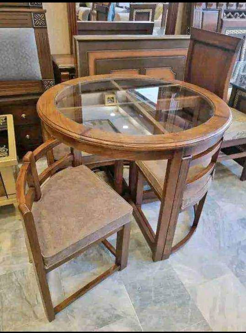 dining table/wooden chair/6 person dining/glass top shesham dining se 6