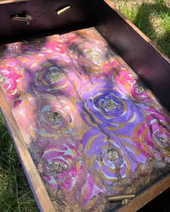 Hand painted wooden trays