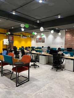 furnished Office for rent in Johar town main road for (Call center + Software house + Marketing office and other setup as you want)