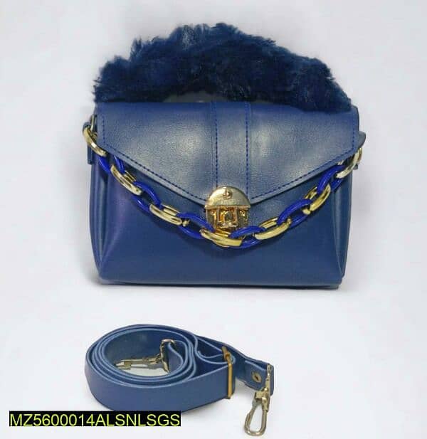 Chunky chain purse with fur for women and girls 1