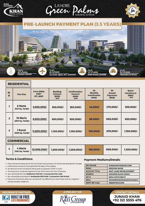 1 kanal Residential Plot File 3.5 Years in Green Palms Lahore By Rafi Group 2