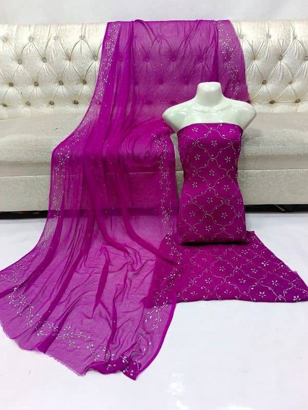 Beautiful trending Handwork Kamdani Mukesh 3 pc suit. 2