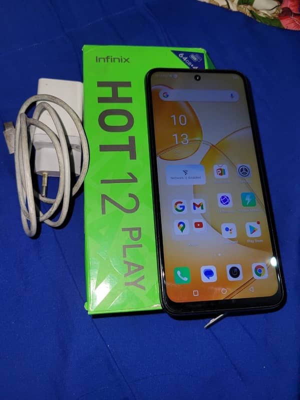 Infinix Hot 12 play , 4/64 with charger and orignal box offical PTA 3