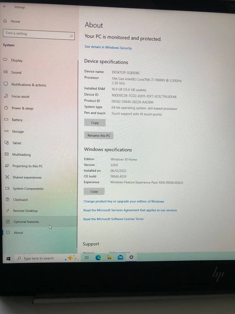 Hp Envy laptop 15 RTX 3060 7