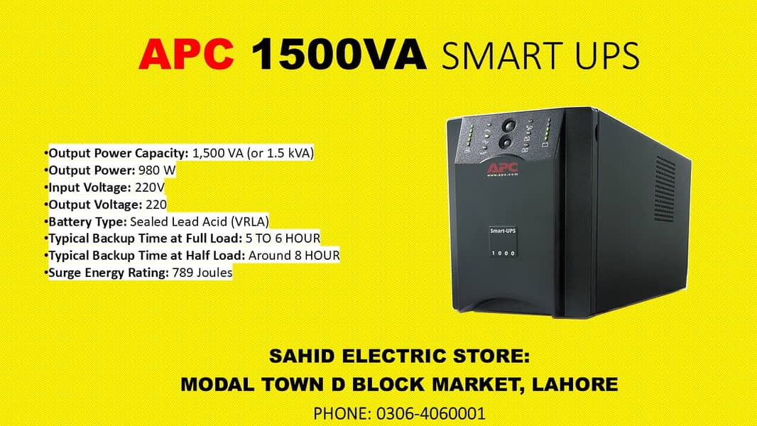 APC SMART UPS 1500VA 980WATT 24V PURE SINE WAVE 4