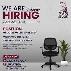 We are hiring interns social media and graphic designer