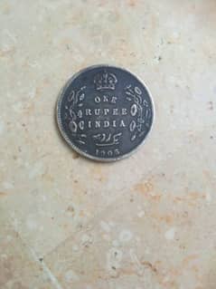 One Rupee Indian silver Coin