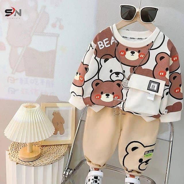 Bear printed Fleece track suit kids 2