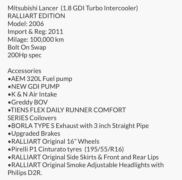 Mitsubishi Lancer 2011 Total Genuine 2