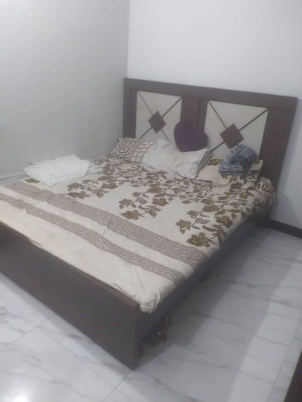 King Size Bed (without Mattress) with 2 side Tables 2