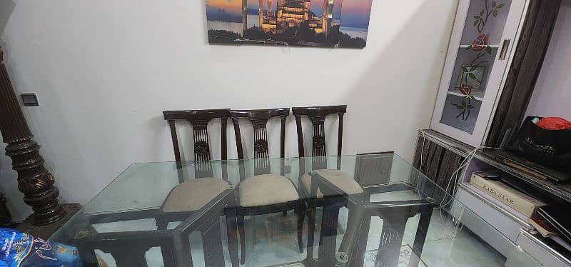 wooden dinning table with glass top 1