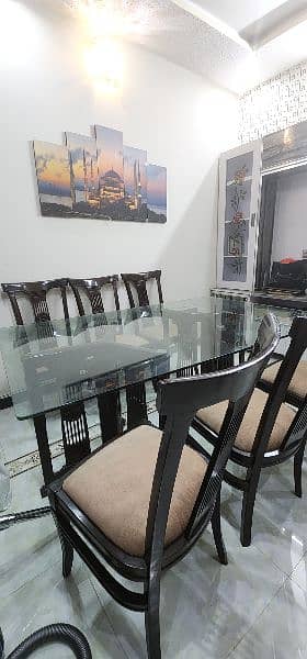 wooden dinning table with glass top 2