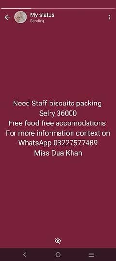 biscuits packing jobs available at lahore